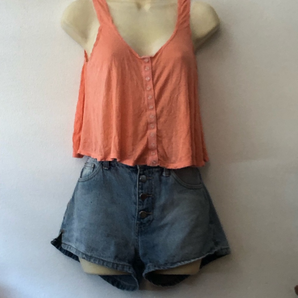 LA Hearts Neon Pink Peach Crop Top PacSun